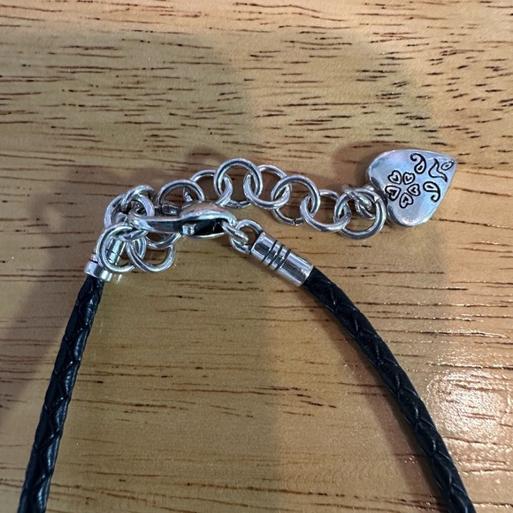 Brighton Ophelia Heart Necklace Black Braided Cord Silver-Tone Pendant 18” - Picture 3 of 5